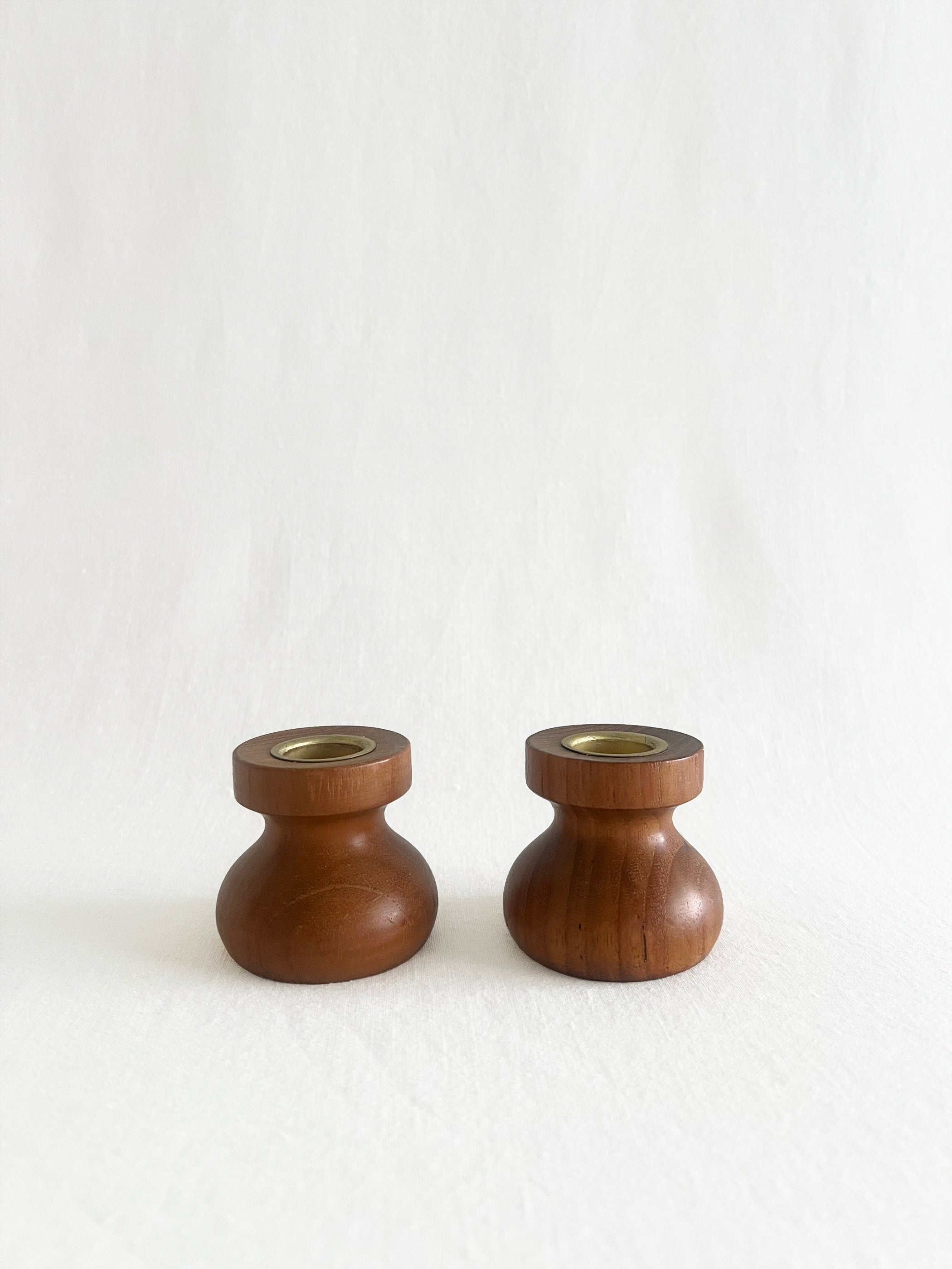 Teak Candle Holder, Set of 2