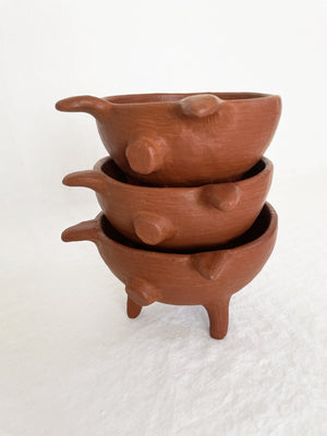 Red Clay Piggy Bowl